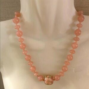 Avon Vintage lucite beaded necklace with floral focal